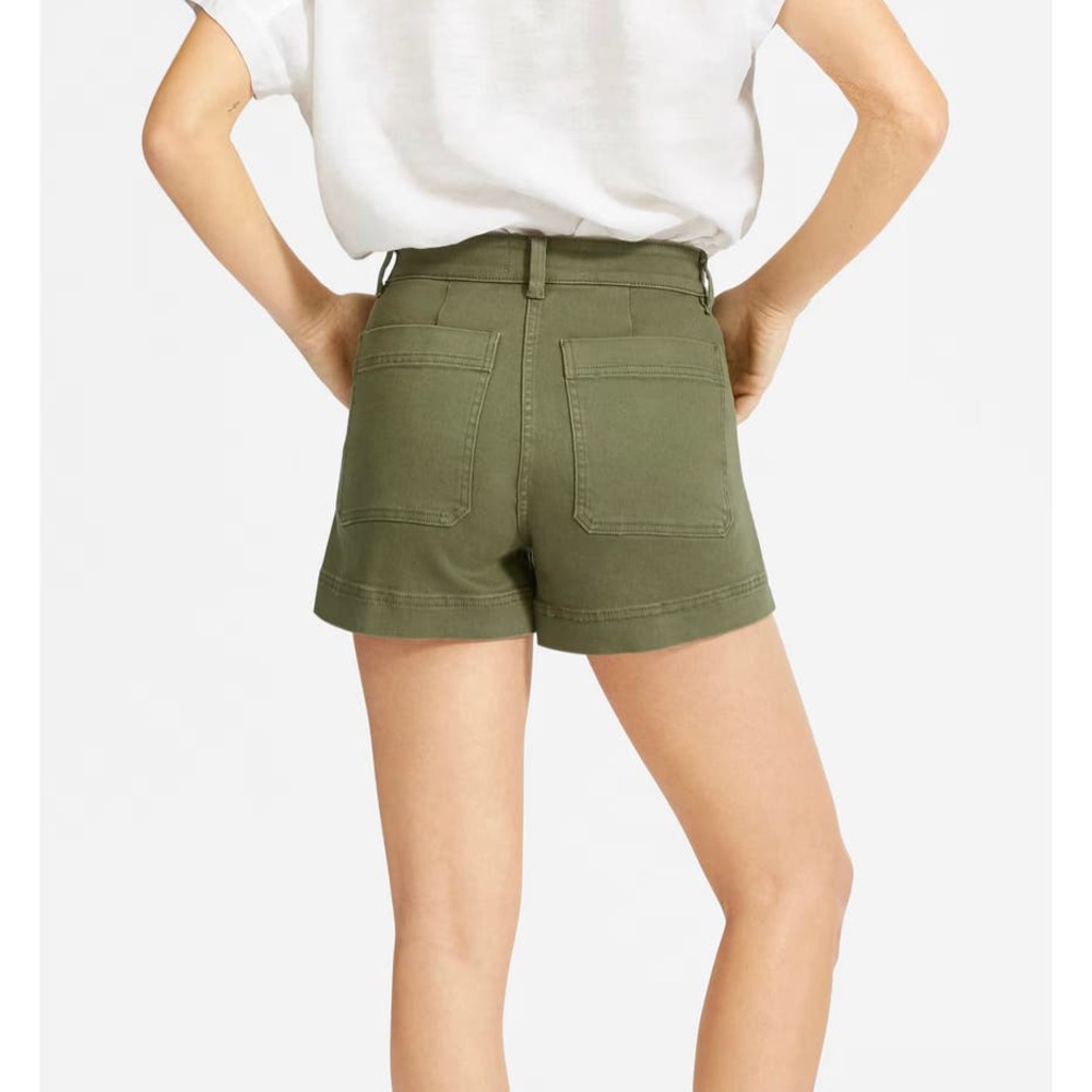Everlane Olive High-Rise Cotton Shorts - Picture 2 of 9